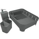 Ver imagem 1 de Kit 3 Utensílios Escorredor de Louça Talher Porta Detergente Chumbo