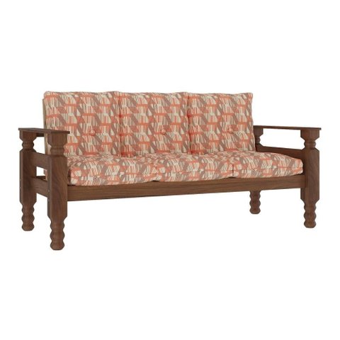 Sofá 3 Lugares Madeira Maciça Liz Multimóveis Cr7000 Geométrico Terracota