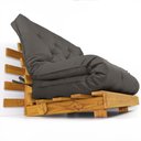 Ver imagem 1 de Sofá Cama Casal Futon Tokio Chumbo Sarja Impermeável Madeira Maciça Cor Mel