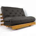 Ver imagem 4 de Sofá Cama Casal Futon Tokio Chumbo Sarja Impermeável Madeira Maciça Cor Mel