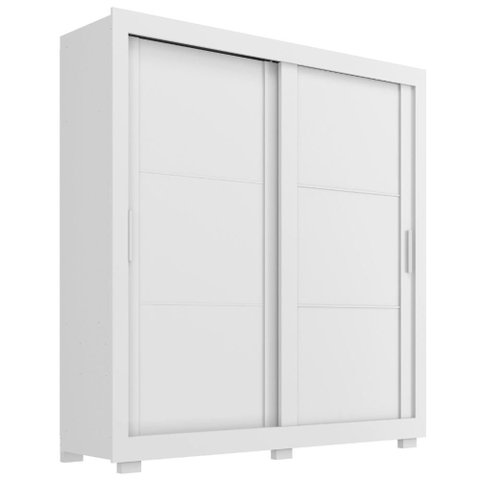 Guarda Roupa Casal 2 Portas de Correr 4 Gavetas Titan 196 cm Branco Zanz