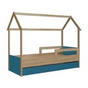 Ver imagem 4 de Cama Infantil Montessoriana Casinha com Cama Auxiliar Ccm020 Infanto Aveiro Oak Azul Completa Móveis