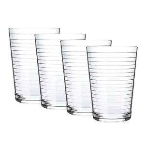 Jogo de Copos de Vidro Lines Montana C/ 4 Unidades Quadriculado 210ml Elegante Dia a Dia