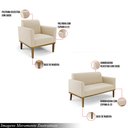 Ver imagem 3 de Conjunto Poltrona e Namoradeira Decorativa Isabella Pés Fixo em Madeira Castanho Suede Bege G19 - Gr