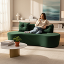 Ver imagem 2 de Sofá 3 Lugares Orgânico Curvo Madrid 180cm Veludo Verde