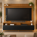 Ver imagem 1 de Rack com Painel Ripado para TV até 65 Polegadas 2 Portas Freijó/Preto - Notável Móveis