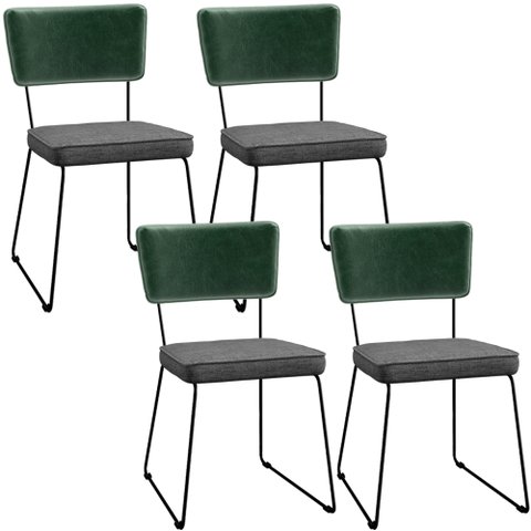 Kit 04 Cadeiras Decorativas Sala Jantar Allana L02 Facto Verde Musgo Linho Cinza Escuro - Lyam