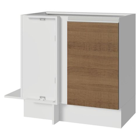 Balcão de Canto Glamy 1 Porta MDP 94cm Branco e Rustic Madesa