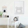 Quadro infantil desenho urso floresta pontinhos p&b - 3