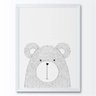 Quadro infantil desenho urso floresta pontinhos p&b - 1