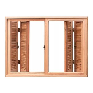 Janela De Madeira Pantográfico Veneziana  1,00 (A) x 1,40 (L) Batente 14 cm