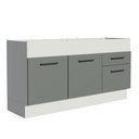 Ver imagem 1 de Balcão de Pia Cozinha 150 cm 2 Portas e 2 Gavetas (Sem Tampo e Pia) Branco/Cinza Agata Madesa