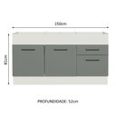 Ver imagem 4 de Balcão de Pia Cozinha 150 cm 2 Portas e 2 Gavetas (Sem Tampo e Pia) Branco/Cinza Agata Madesa