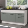 Balcão de Pia Cozinha 150 cm 2 Portas e 2 Gavetas (Sem Tampo e Pia) Branco/Cinza Agata Madesa - 3