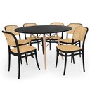Ver imagem 1 de Conjunto Mesa de Jantar Redonda Eiffel Preta 120cm + 6 Cadeiras Roma - Preto