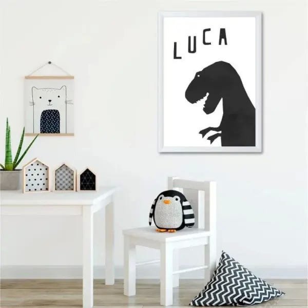 Quadro infantil desenho dinossauro preto - Conspecto