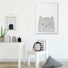 Quadro infantil desenho gato pontinhos p&b - 3