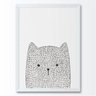 Quadro infantil desenho gato pontinhos p&b - 1