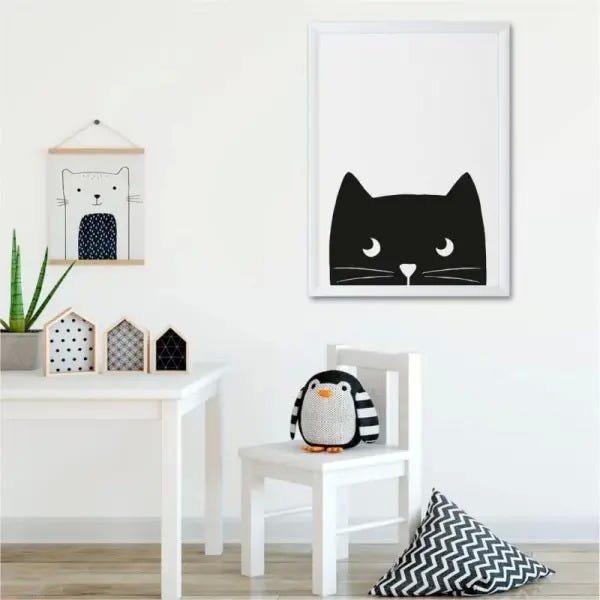 Placa decorativa desenho gato preto