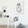 Quadro infantil animal lobo desenho p&b - 3