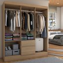 Ver imagem 3 de Guarda-roupa Casal Sena Slim 6 Portas 2 Gavetas Amêndola Touch - Panorama Móveis