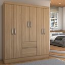Ver imagem 1 de Guarda-roupa Casal Sena Slim 6 Portas 2 Gavetas Amêndola Touch - Panorama Móveis
