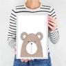 Quadro infantil desenho urso marrom orelha branca - 2