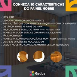 Painel para TV Ripado com LED Nobre 230 Naturale - Gelius - 8