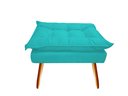 Ver imagem 4 de Kit Namoradeira +1 Puff Puf Decorativo Opala Suede Azul Tifany Pés Madeira Mz Decor