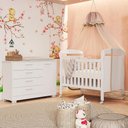 Ver imagem 2 de Jogo de Quarto Infantil Cômoda Zaki e Berço Mini Cama Danny Branco Fosco - Reller Móveis Branco