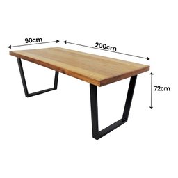 Mesa Industrial Diamond Madeira Maciça 2,00m Ferragem Preta - 3