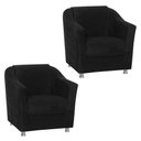 Ver imagem 1 de Kit 2 Poltronas Decorativa Reforçada Recepção Clinica Salão Suede Preto