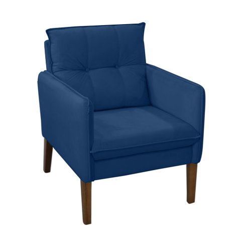 Poltrona Decorativa Electra Sala Recepção Escritório Suede Azul Marinho Ec Móveis