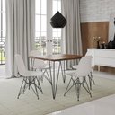 Ver imagem 1 de Conjunto de Mesa Eames Clips de Ferro Preto Tampo Quadrado Amêndoa 90x90 4 Cadeiras Ferro Preta Asse