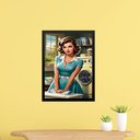 Ver imagem 1 de Quadro Decorativo Vintage Lavanderia Pin Up Girl 24x18cm:moldura Branca