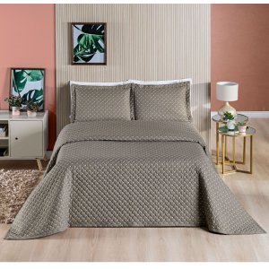 Cobre Leito King 3 peças Colcha Micropercal 200 Fios Bordada Ravena:Camafeu