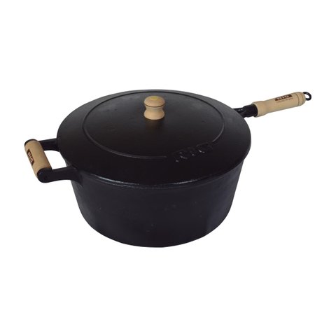 Caçarola de Ferro Com Cabo e Tampa de Ferro - 6 Lt