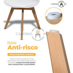 Kit 3 Cadeiras para Mesa Sala de Jantar Leda Saarinen Base de Madeira Suporta até 120kg Branca - 3