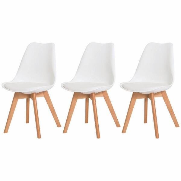 Kit 3 Cadeiras Leda Saarinen Design Branca - 1