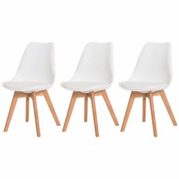 Kit 3 Cadeiras para Mesa Sala de Jantar Leda Saarinen Base de Madeira Suporta até 120kg Branca - 1