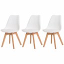 Ver imagem 1 de Kit 3 Cadeiras para Mesa Sala de Jantar Leda Saarinen Base de Madeira Suporta até 120kg Branca