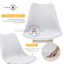 Ver imagem 2 de Kit 3 Cadeiras para Mesa Sala de Jantar Leda Saarinen Base de Madeira Suporta até 120kg Branca
