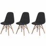 Kit 3 Cadeiras Charles Eames Eiffel Botone Base Madeira Preta - 1
