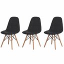 Ver imagem 1 de Kit 3 Cadeiras Charles Eames Eiffel Botone Base Madeira Preto