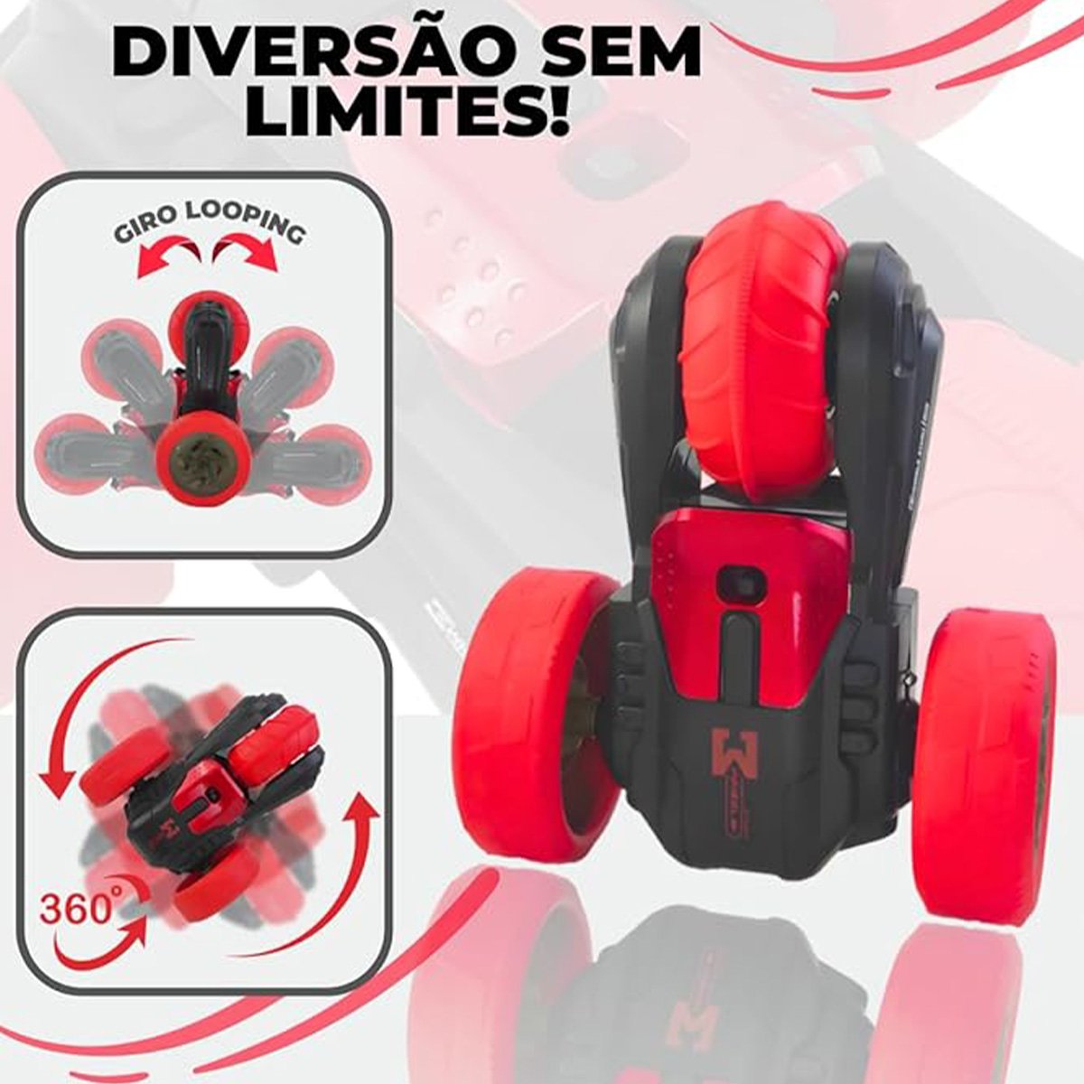 Carrinho Controle Remoto Flip Manobra 360 Radical Luzes Som Super Carro Criança Divertido Aventura B - 7