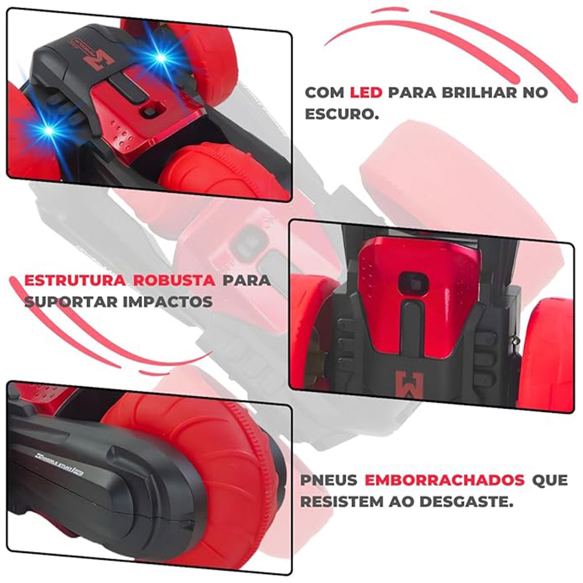 Carrinho Controle Remoto Flip Manobra 360 Radical Luzes Som Super Carro Criança Divertido Aventura B - 5