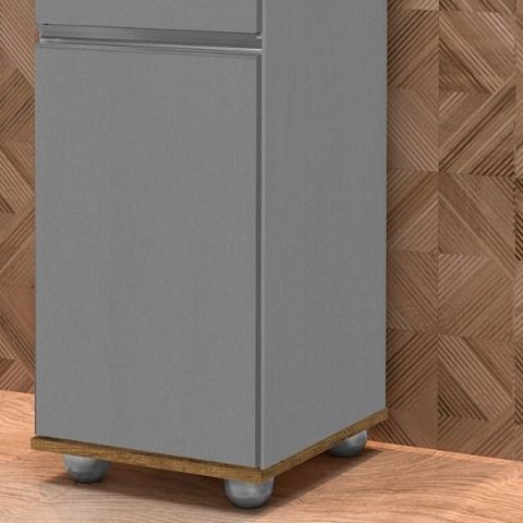 Armário Multiuso Alaska para Bebedouro com Corrediças Metálicas e Cestos PVC - J&a:Cinza/Jequitibá