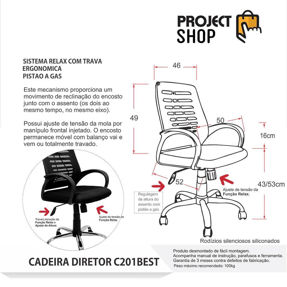 Cadeira De Escritório Giratória Diretor Computador Tela Mesh - 5