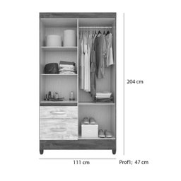 Guarda-roupa Madri com Espelho e Cômoda Venus Castanho Avela Wood Moval - 3