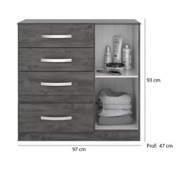 Guarda-roupa Madri com Espelho e Cômoda Venus Castanho Avela Wood Moval - 6